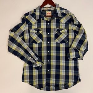 Levis Slim Fit Western-Style Pearl Snap Button Button Down. Size L